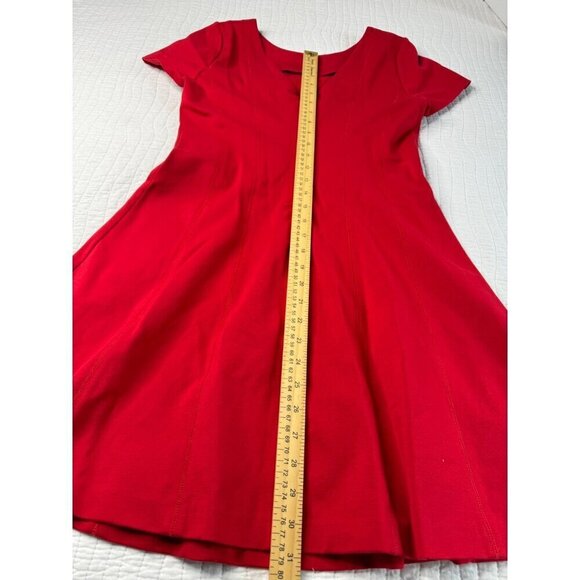 Banana Republic Knit Ponte Fit & Flare Short Sleeve Dress Low Back SZ 8 Party - Picture 9 of 9